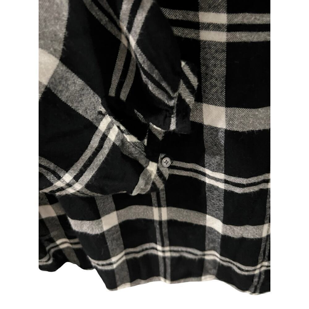 Talbots Woman’s Black White Gathered Long Sleeve Flannel 1/2 button Size 0X - Picture 5 of 8